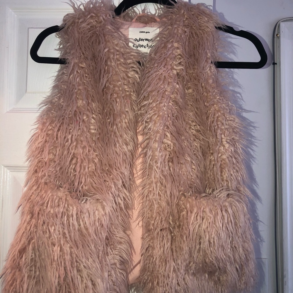 Shaggy pink blush vest